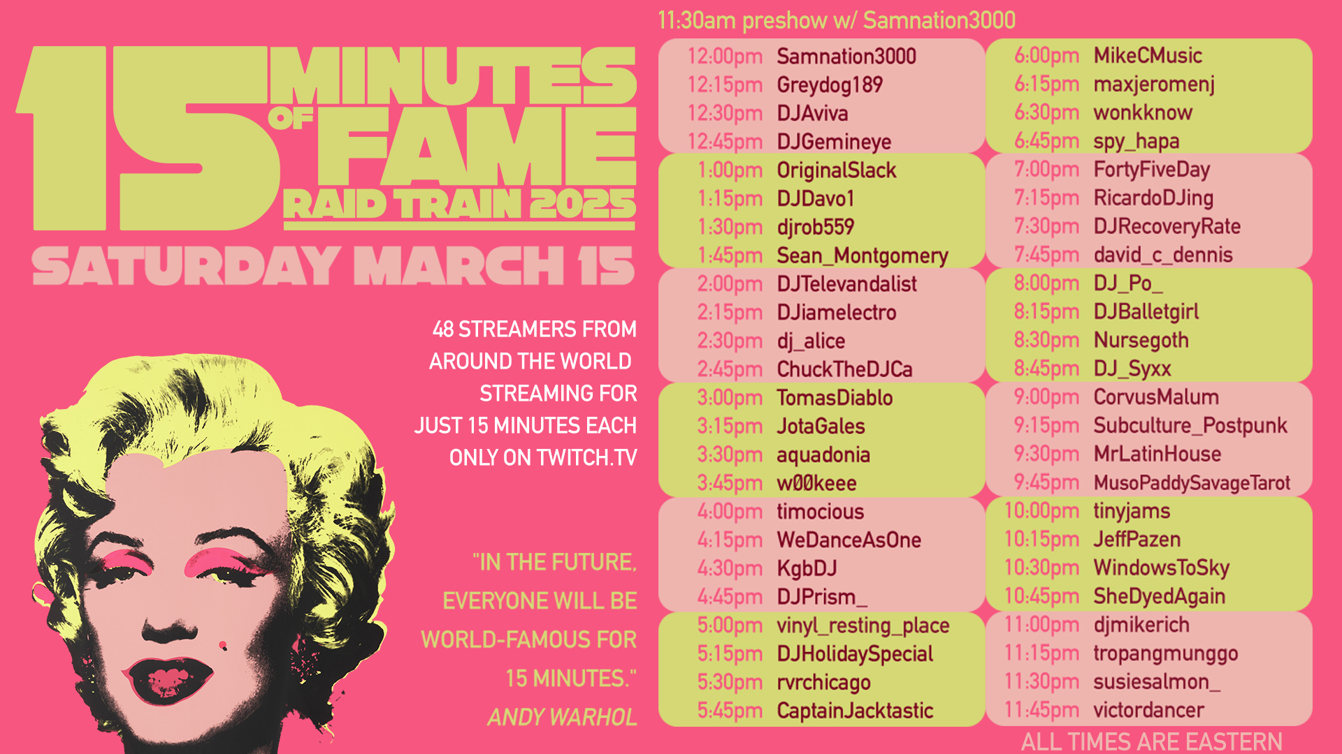 15 Minutes of Fame Raid Train 2025